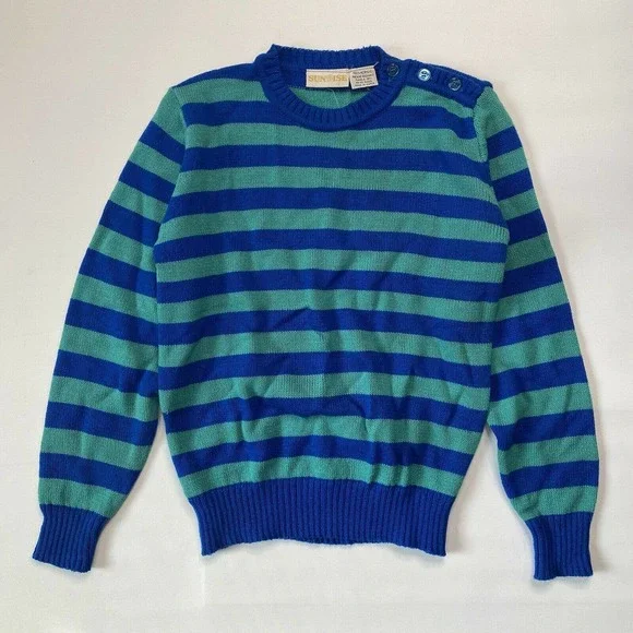 Vintage Striped Sweater Large Fits S/M Retro Sun Rise - Picture 9 of 9